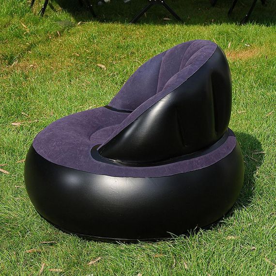 Надувне крісло AIR SOFA / Надувне велюрове крісло 80×80×67см Темно-синій | Зображення 2
