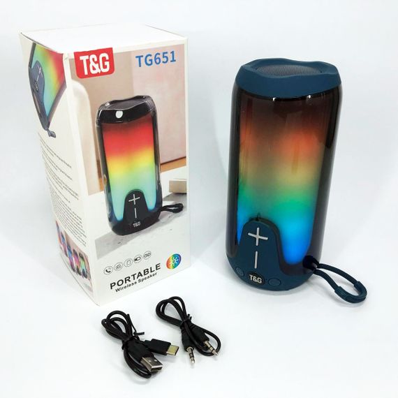 Bluetooth-колонка TG651 з RGB ПІДСВІТКОМ, акумуляторна колонка для музики, для вечірки. Колір: синій | Зображення 6