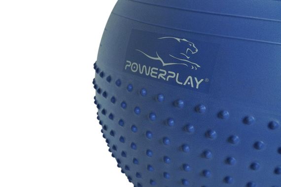 М'яч для фітнесу (фітбол) напівмасажний PowerPlay 4003 Ø65 cm Gymball  Синій + помпа | Зображення 1