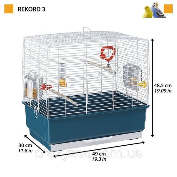Клітка для канарок та маленьких птахів Ferplast Rekord 3 синя 49х30х48.5 см 52009801 | Зображення 1