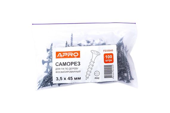 Саморез по дереву Apro - 3,5 x 45 мм (100 шт.) (FD35045) | Зображення 1
