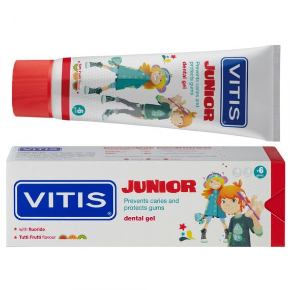 Гель-паста для дітей VITIS JUNIOR (від 6 до 12 років), фруктовий смак, 75 мл (DENTAID) | Зображення 1