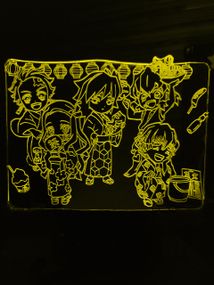 Акриловый светильник-ночник Клинок рассекающий демонов желтый tty-n000887