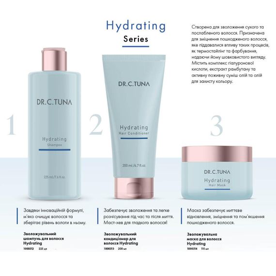 Зволожуючий шампунь безсульфатний для сухого та пошкодженого волосся Farmasi Hydrating Dr. C.Tuna 225 мл | Зображення 3