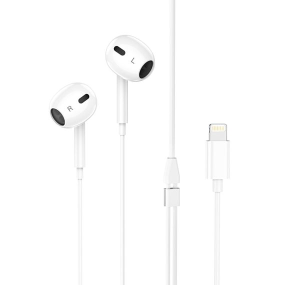 Навушники HOCO M1 Max crystal earphones for iP with mic White | Зображення 3