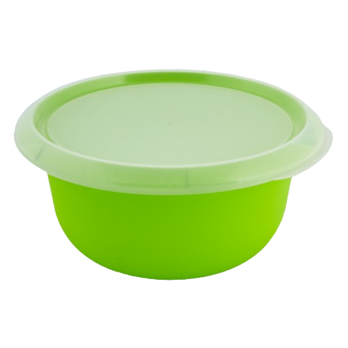 Миска з кришкою 2,75л пластик оливковий/прозорий Алеана