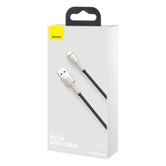 Дата кабель Baseus Cafule Metal USB to Lightning 2.4A (2m) (CALJK-B0) Black | Зображення 5