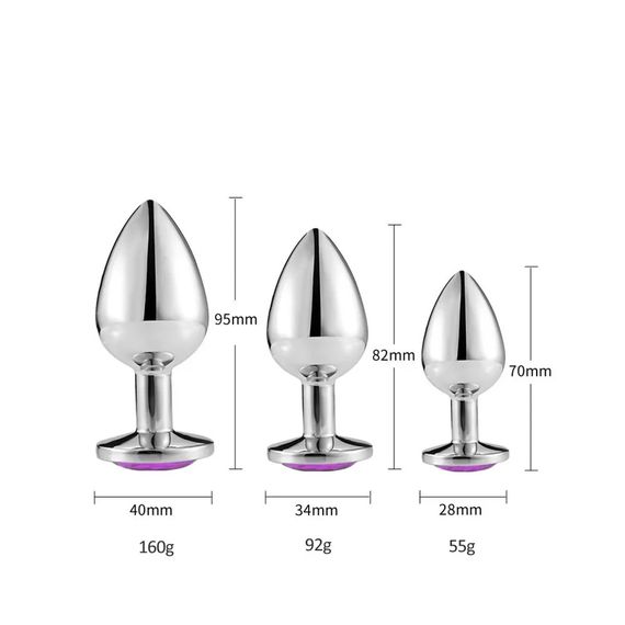 Набор анальных пробок с камушками красного цвета (S,M,L) | Зображення 2