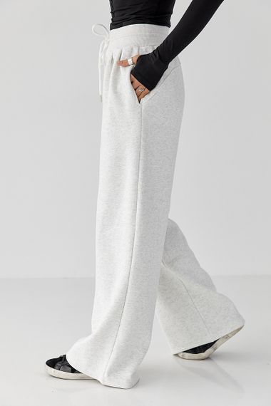 Теплі однотонні спортивні штани зі складками - світло-сірий цвет, L (є розміри) | Зображення 4