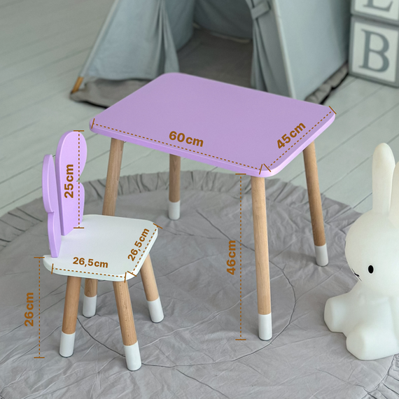 Дитячий прямокутний столик 46х60х45, стіл у дитячу від 1 року, білий | Зображення 2