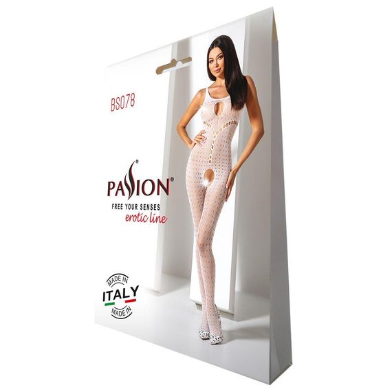 Бодістокінг з доступом до інтимних місць Passion BS078 white, One size | Зображення 3
