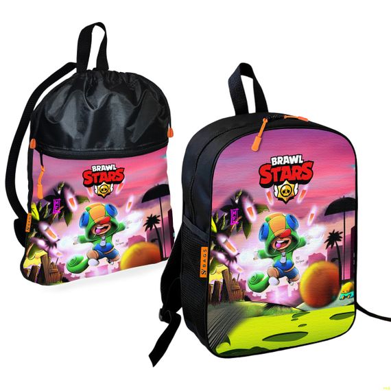 Школьный рюкзак детский Бравл Старс + Сумка для обуви спортивной формы рюкзак-мешок  для мальчика (01677)