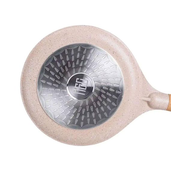 Алюминиевая блинная сковорода с мраморным антипригарным покрытием Ø 22 см, толстое дно MGC бежевый HP-4-427CR | Зображення 3