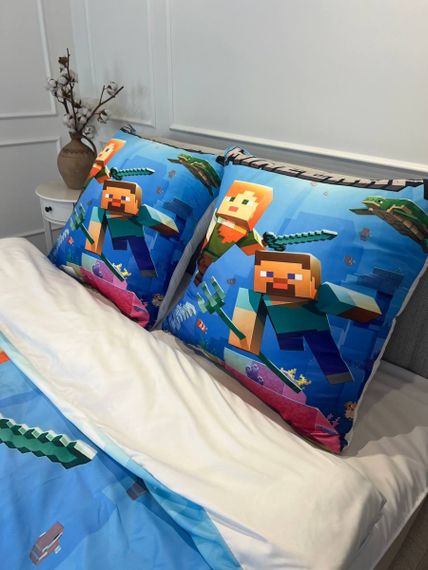 Постільна білизна 3D полуторна з мікросатину Minecraft №3 31397 150х215 см 50х70 см | Зображення 5