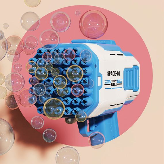 Пістолет для мильних бульбашок Bubble Gun 698-20 з насадками на 32/45 отворів 50ml Blue | Зображення 1