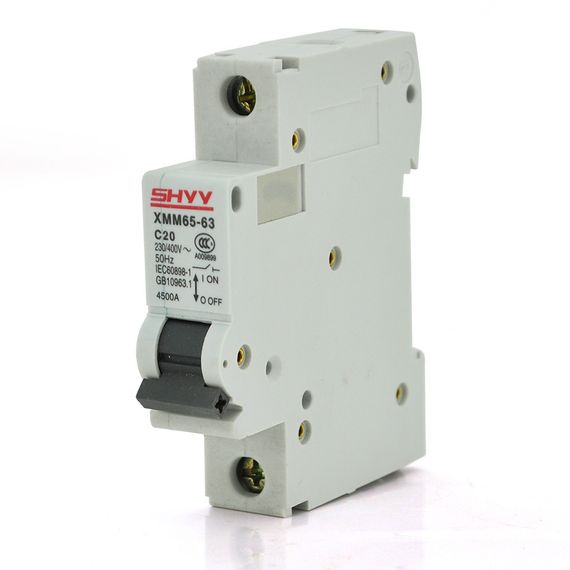Автоматический выключатель переменного тока SHYY XMM65-63 1P C20.230/400V