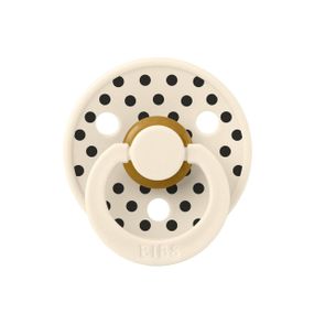 Соска пустушка BIBS Polka Colour Latex кругла 0-6 міс Ivory / Black