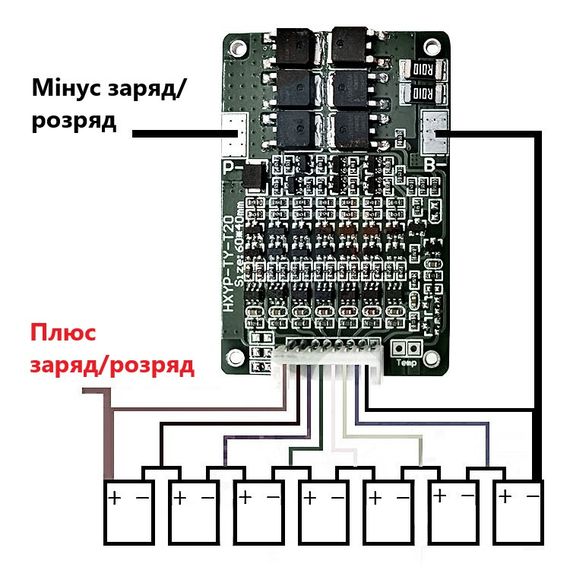BMS 7S 15А Li-Ion 18650 HX-7S-TY-T20 29.4V с балансиром | Зображення 3