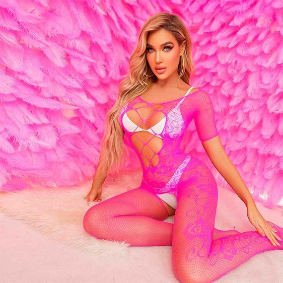 Відкритий бодістокінг рожевий