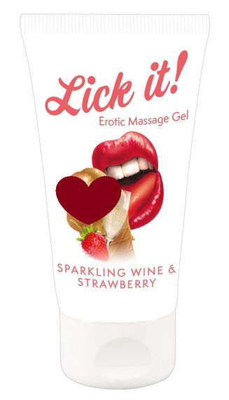 Масажний гель ІГРИСТЕ ВИНО І ПОЛУНИЦЯ Lick It (50 мл) Sex Aura
