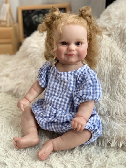 Коллекционная Силиконовая Кукла Реборн Reborn Анатомическая Девочка Пупс с Волосами Лола (Виниловая Кукла) 50 см