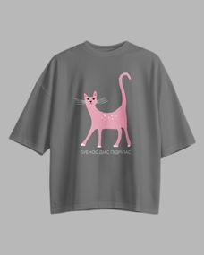 Oversize футболка з принтом Буєнос Діас сіра