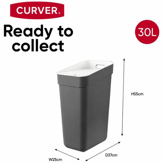Контейнер для сміття Curver Ready to Collect 30 л темно-сірий для сортування (02103) | Зображення 9