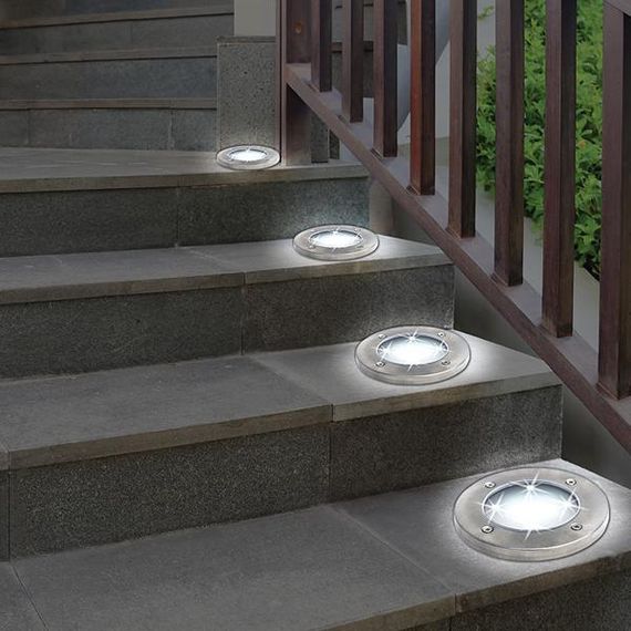 Комплект садовых светильников на солнечной батарее Solar Disk Lights, 4 шт ∙ Уличные фонари с датчиком света | Зображення 3