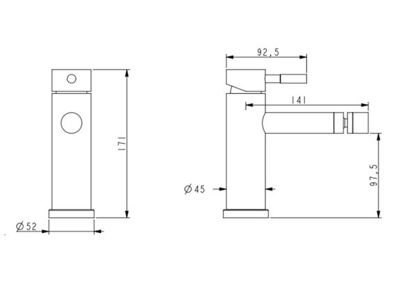 Змішувач для біде Lidz Aria 001AF, Nickel (k35) LDARI001AFNKS46096 | Зображення 1
