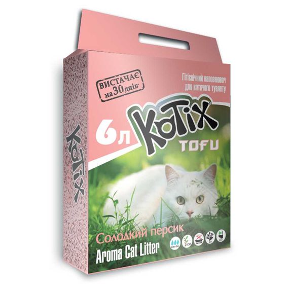 Соевый наполнитель Kotix Tofu с ароматом персика 6 л