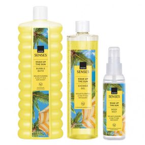Подарунковий набір Avon «Сонячні обійми» 3 в 1 — гель для душу 500 мл + піна для ванни 1000 мл + спрей для тіла 100 мл