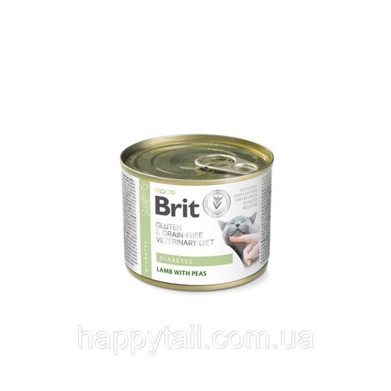 Влажный корм Brit Grain Free Veterinary Diets Diabetes для кошек с сахарным диабетом с ягненком и зеленым горошком 200 г