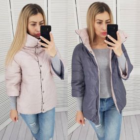 Куртка 415 сірий з бежевим