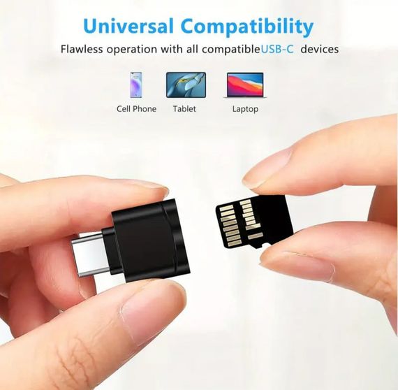 Компактний, високошвидкісний кардрідер Type-C → MicroSD/TF. Чорний | Зображення 8