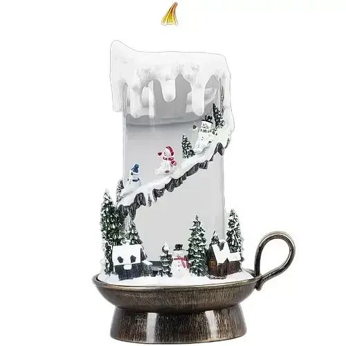 Новорічний музичний нічник-світильник XMAS 21020B Музична свічка зі Сніговиками | Зображення 1