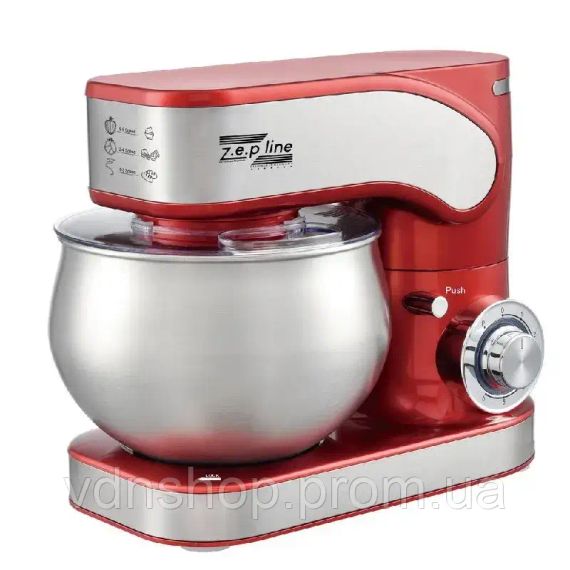 Кухонный тестомес миксер 4в1 3500 Вт на 6 литров Zepline из нержавеющей стали ZP-136 | Зображення 2