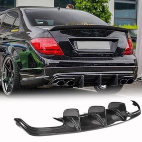 Дифузор заднього бампера V1 (для AMG SD 2008-2011, Карбон) для Mercedes C-class W204 рр