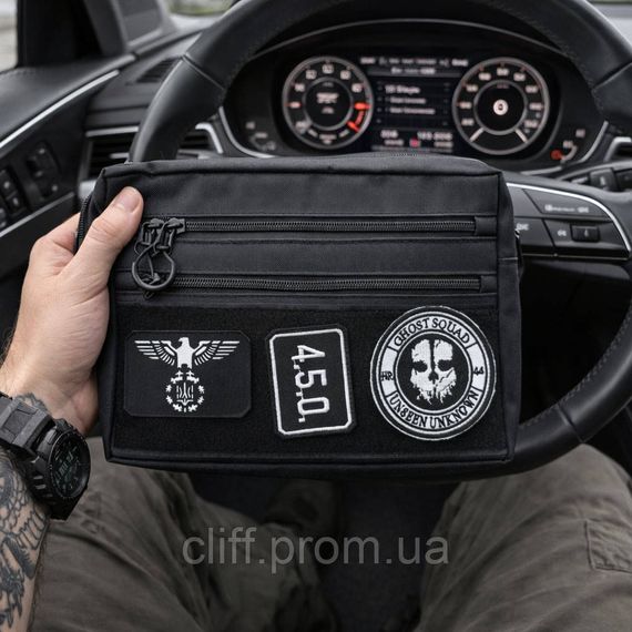Тактическая сумка для патчей Cordura 600D — 5 карманов, мессенджер черный из ткани | Зображення 9