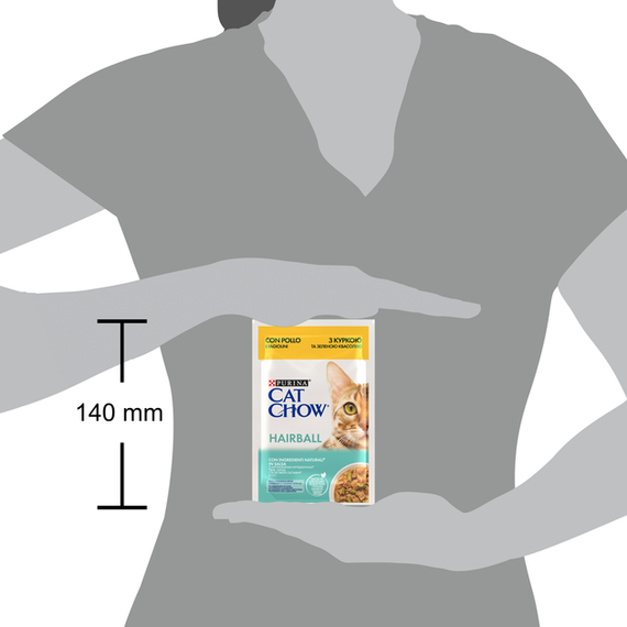 Вологий корм Purina CAT CHOW Adult для дорослих котів, для виведення шерсті, курка і зелена квасоля 85г | Зображення 2