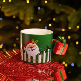 Чашка фарфоровая новогодняя Merry Christmas 400 (мл) Зеленая Yiwu FM-CS-49GR