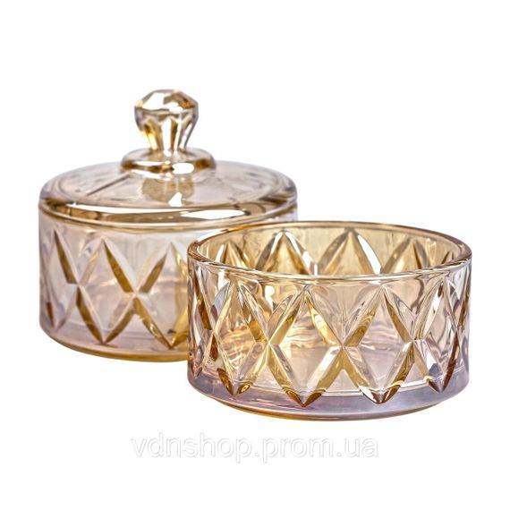 Цукерниця скляна із кришкою дворівнева Ø 10 см ваза конфетница коричнева HP-YH-81 | Зображення 3