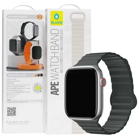 Ремінець BlueO Magnetic Silicone для Apple Watch 42(ser.1-3)/44/45/46/49mm Black | Зображення 1