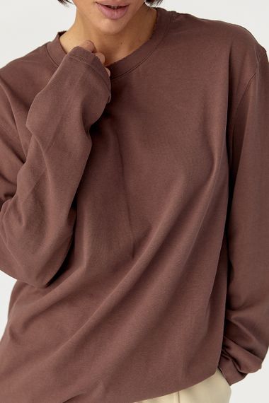 Однотонний базовий лонг oversize - коричневий цвет, ONE SIZE (є розміри) | Зображення 3