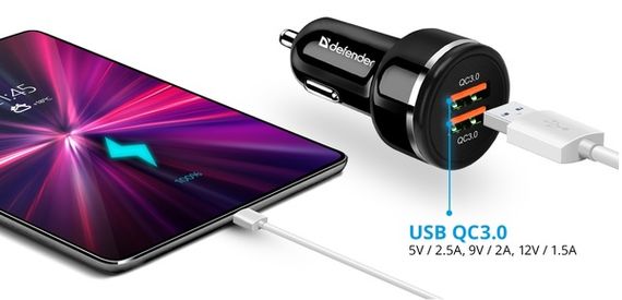 Зарядний пристрій Defender UCA-80 black, 2xUSB, QC3.0, 36W (83832) | Зображення 1