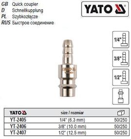 Быстросъемный переходник YATO Польша штуцер шланга Ø=10 YT-2406