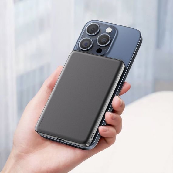 УМБ Acefast Magnetic Wireless 5000mAh 18W PD,QC 3.0, QI 7.5 Вт, ультра тонкий, M8 Black | Зображення 1