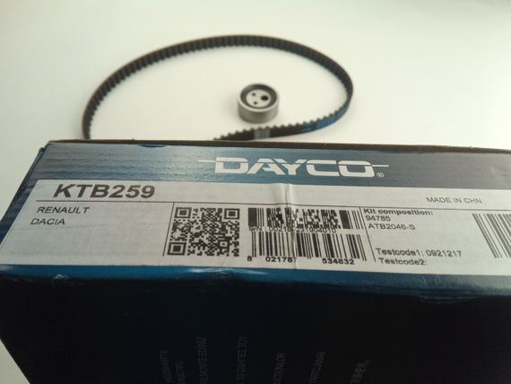 Ремінь ГРМ+ролик Logan 1.4-1.6 8v до 2008 р., DAYCO (KTB259) (7701472725/7701477024) | Зображення 2