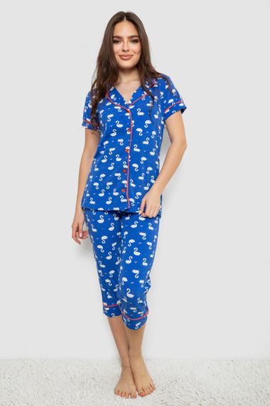 Жіноча піжама з принтом, колір синій, 243R19014