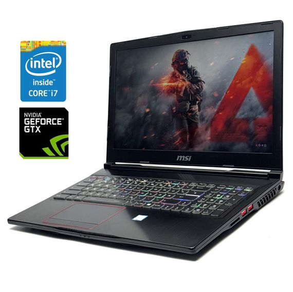 Ігровий ноутбук Б-клас MSI Raider GE63VR / 15.6" (1920x1080) TN / Intel Core i7-7700HQ (4 (8) ядра по 2.8 - 3.8 GHz) / 16 GB DDR4 / 256 GB SSD / nVidia GeForce GTX 1070, 8 GB GDDR5, 256-bit / WebCam / Win 10 Pro б/в
