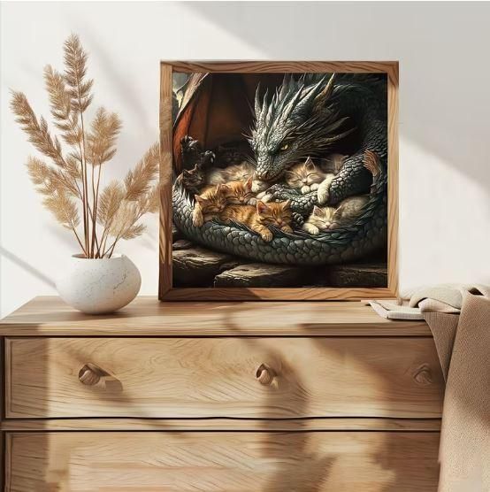 Набор для вышивки крестом JOZYSH «Грозная нежная стража» 14CT, 40x40 см, канва Аида с нанесенным рисунком | Зображення 2